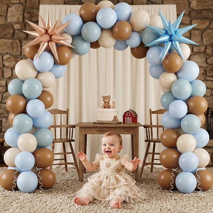 Blue and Brown Balloons, 12 Inch Macaron Blue Nude Brown Latex Balloons - Image 6