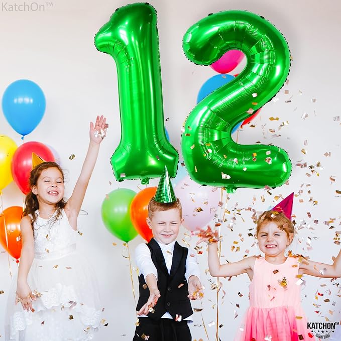 KatchOn Green Number 12 Balloon 40 Inch, 12th Birthday Balloon Decor | 12th - Image 9
