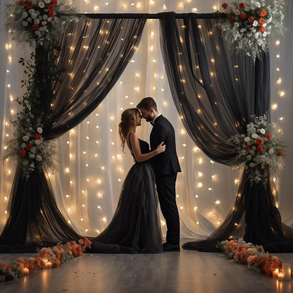 30x10ft Black Tulle Backdrop Curtain - Image 3