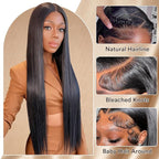 34 Inch 13x6 Lace Front Wigs Human Hair 230 Density HD Lace Front Wigs Human Hair Pre Plucked Glueless Wigs Human Hair for Women Straight Lace Frontal Wigs Natural Color