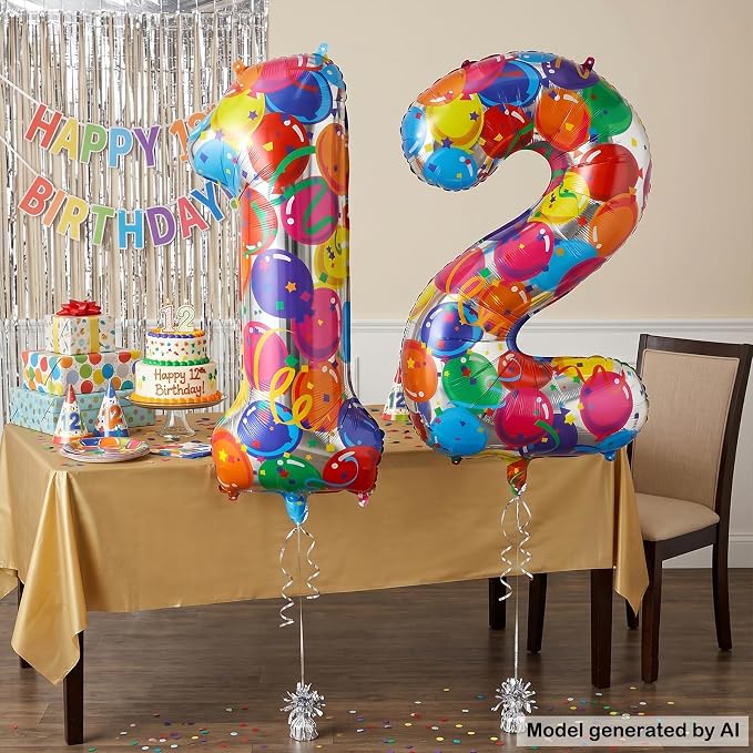 40 Inch Number 12 Balloon Set Large Foil Balloons - Image 4