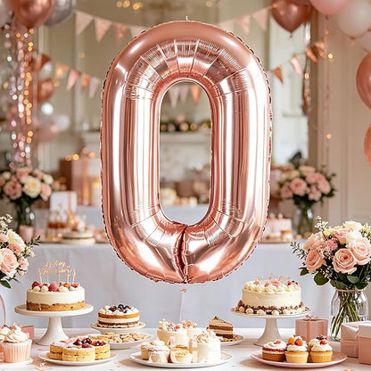 AULE 40 Inch Rose Gold 0 Balloon Number Foil 0-9 Birthday Big Numbers | - Image 4