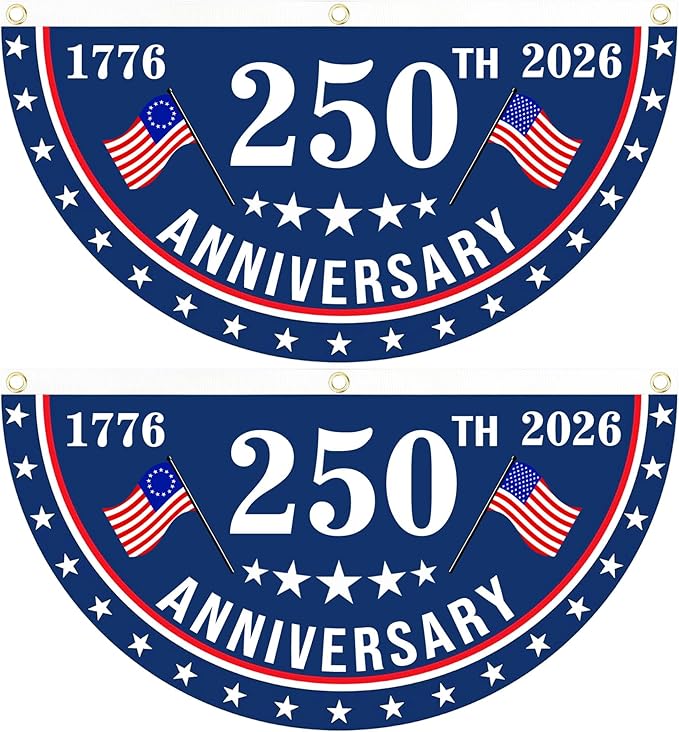 2PCS USA Anniversary 250th Flag, 1.5X3 FT Anniversary Fan Flags, Yard Signs by Unknown