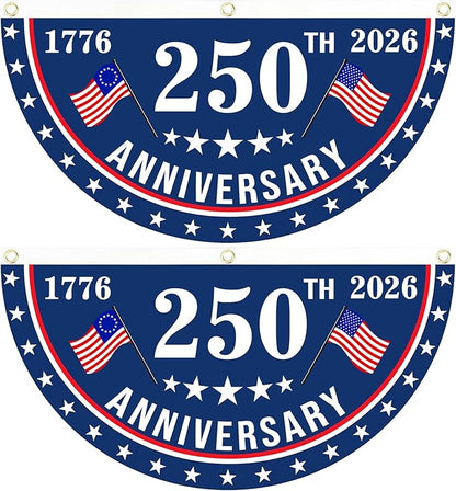 2PCS USA Anniversary 250th Flag, 1.5X3 FT Anniversary Fan Flags, Yard Signs by Unknown