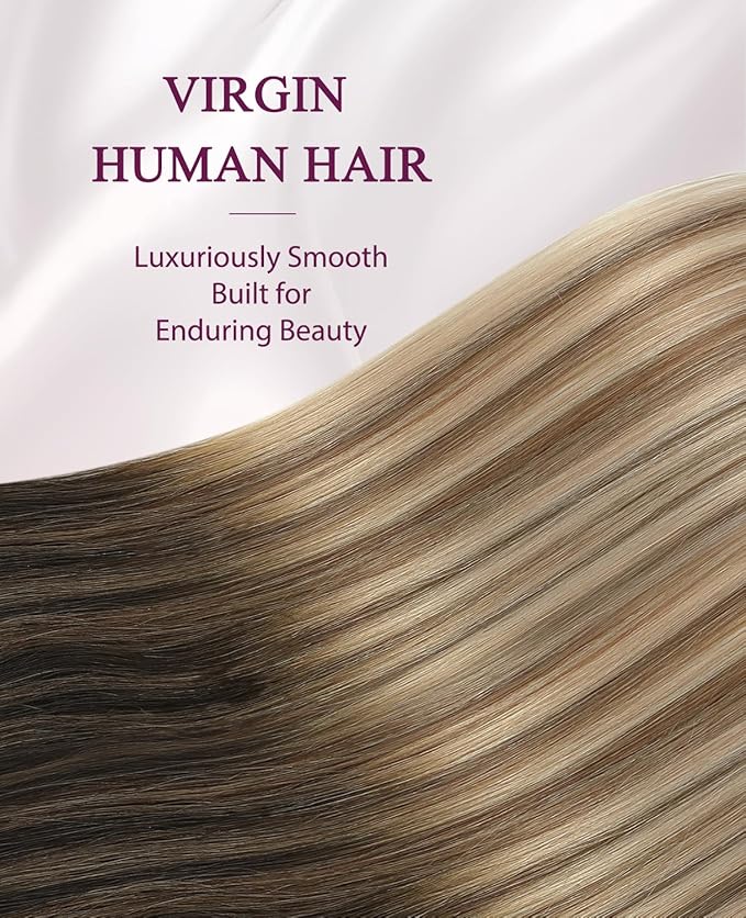 Pinkpearl Invisible Tape in Hair Extensions Human Hair, 20pcs 16inch 45g #2/6/18 Balayage Dark Brown to Chestnut Brown and Ash Blonde Injection Tape in Extensions Real Remy Human Hair Injected