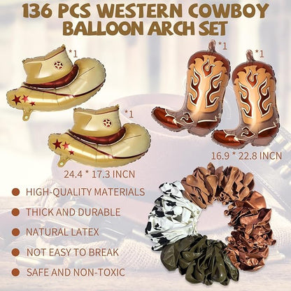 YQUQWN Western Cowboy Balloon Arch Kit Western Cowboy Party Decorations Cow - Image 3