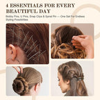Bobby Pins Set Gray – Bobby Pins, Snap Clips & U Shape Pin, Complete Hair Kit for Women & Girls, for Buns, Updos, Parties & Weddings