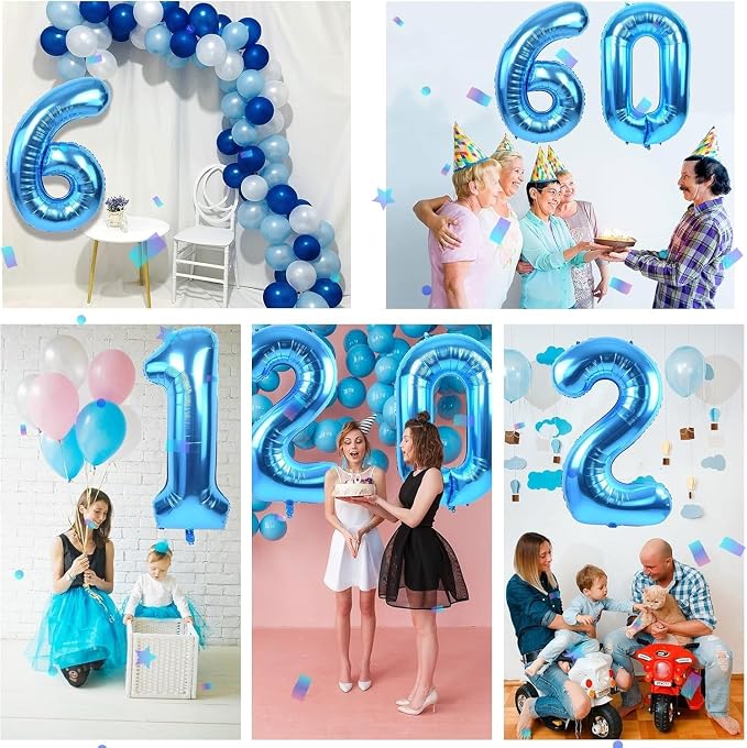40 inch Blue Number Balloon Giant Foil Helium Balloons Blue Number 6 Balloon - Image 3