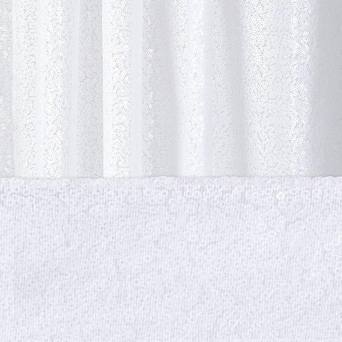 White Sequin Backdrop Curtains 2 Pcs 3.3ftx8ft Sparkle Backdrop Fabric | - Image 5
