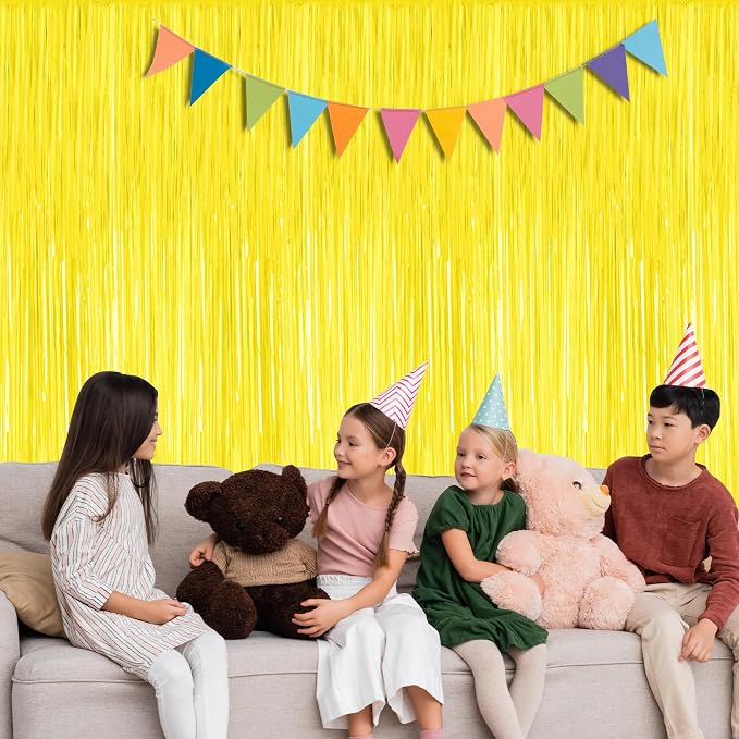 ZATAYE 2 Pack Yellow Foil Curtain Streamer Decorations | Yellow, Metallic Foil - Image 5