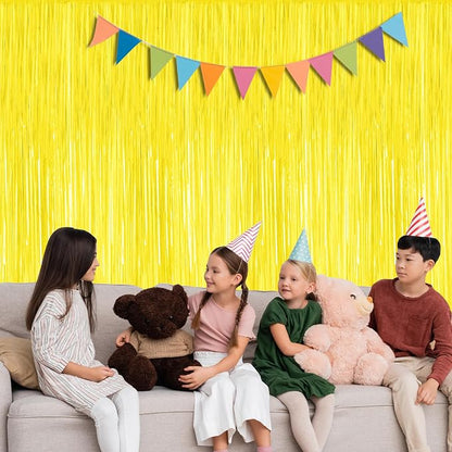 ZATAYE 2 Pack Yellow Foil Curtain Streamer Decorations | Yellow, Metallic Foil - Image 5