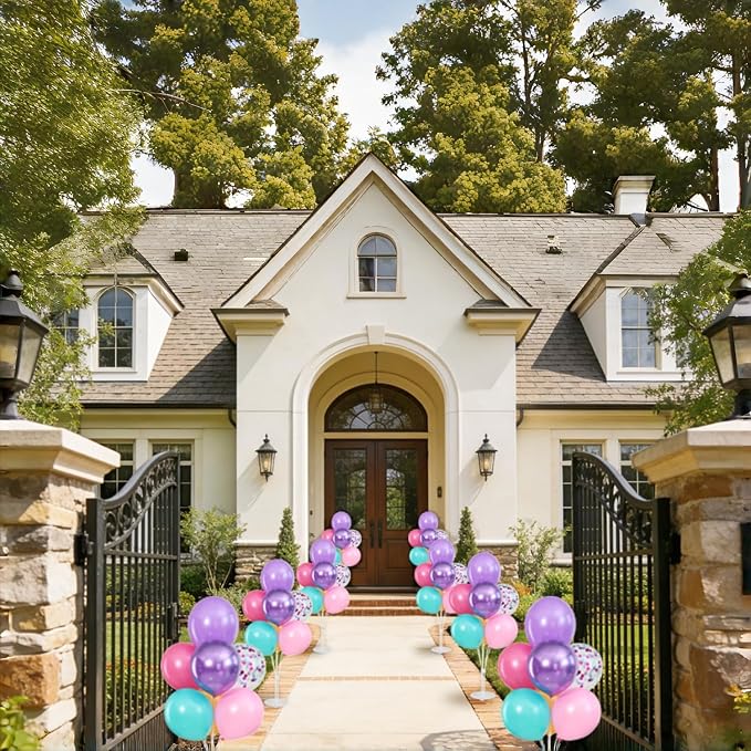 4 Sets Pink Purple Blue Teal Yellow Balloons Stand - Image 2