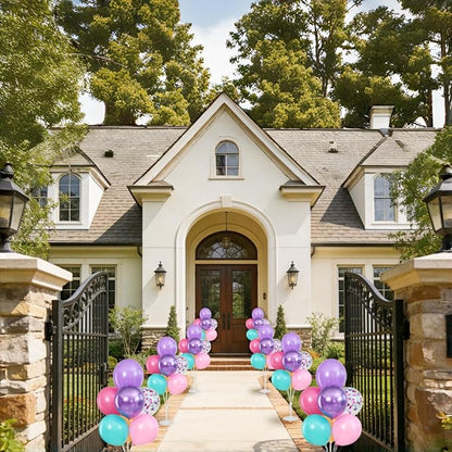 4 Sets Pink Purple Blue Teal Yellow Balloons Stand - Image 2