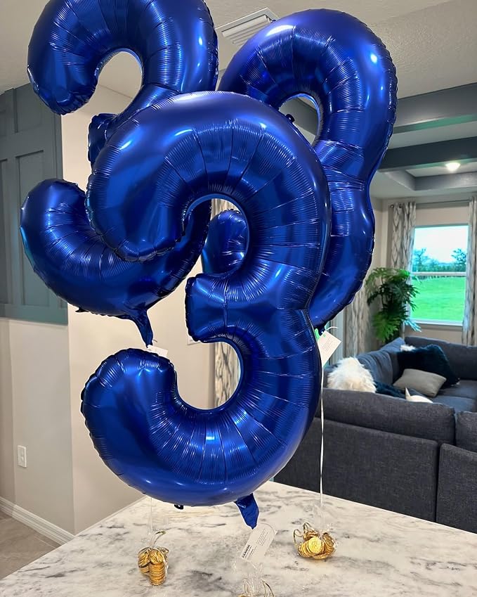 40 Inch Night Blue Number 7 Balloon, 7th Blue Birthday Party Decorations | 40 - Image 3