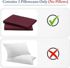 California Design Den King Size Pillows Cases Set of 2 - Luxuriously Soft and Thick 800 Thread Count, Smooth Sateen, Natural 100% Cotton King Pillowcase Pair, Durable - Red Wine