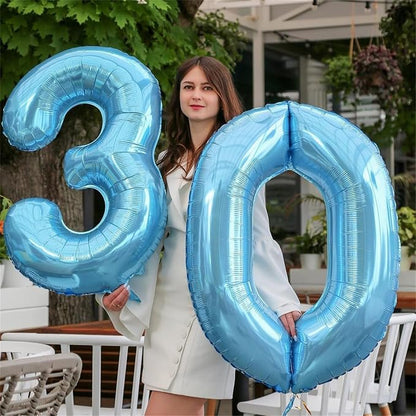 40 Inch 2nd 20th Birthday Number Balloon, Baby Blue Foil Giant Self Inflating - Image 4