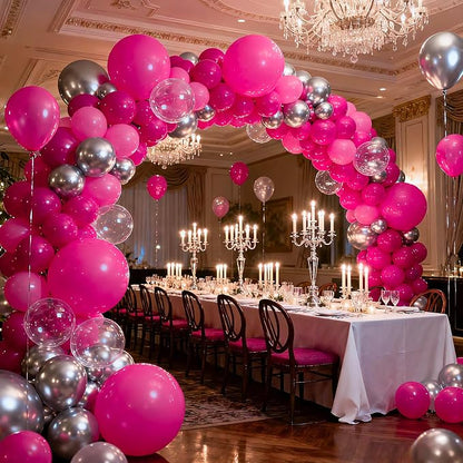 104pcs Hot Pink Balloon Garland Arch Kit Assorted Sizes 18/12/10/5 Inch | Dark - Image 4