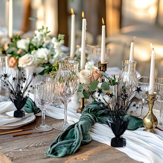 12 Pack Metallic Black Color Foil Star Brust Table Centerpices - Image 5