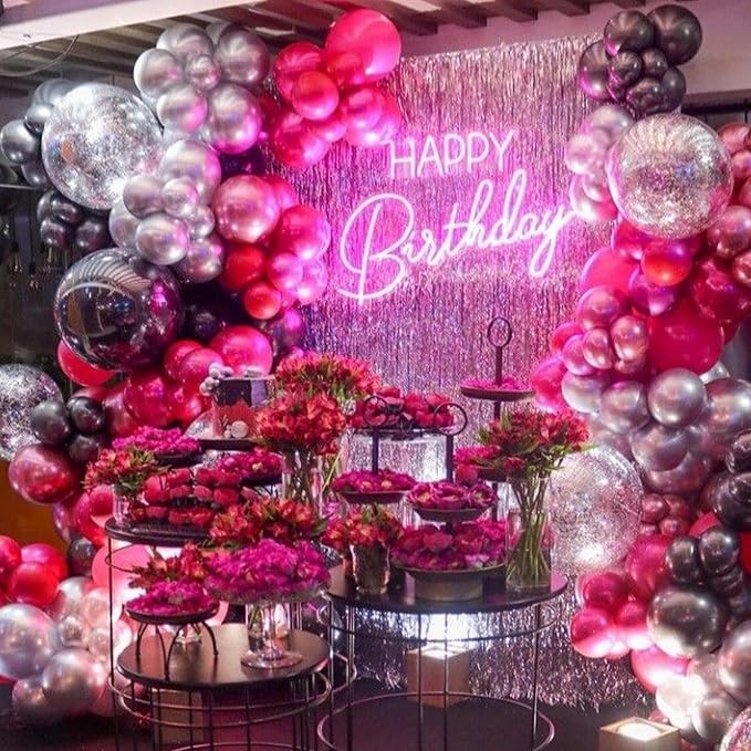 PartyWoo Pearl Hot Pink Balloons 140pcs Magenta Fuchsia Dark Pink Color | - Image 4
