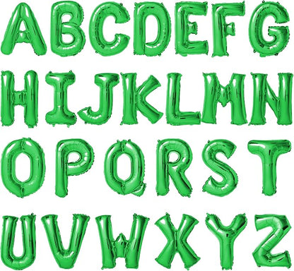 16 Inch Green Letter Balloons Mylar Foil Alphabet Letter A-Z Balloons Set by LIOZEOKUN
