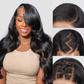 Body Wave Lace Front Wig Human Hair SKINLIKE HD Lace Wigs 13x4 Full Frontal Lace Wig 0.10mm Ultra-thin Invisible Swiss HD Lace Front Wigs Frayed Ends Tiny Knots 200% Density Natural Color