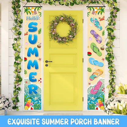 Preboun 12 Pairs Seasonal Door Banner Decorations Set Summer Fall Welcome - Image 4