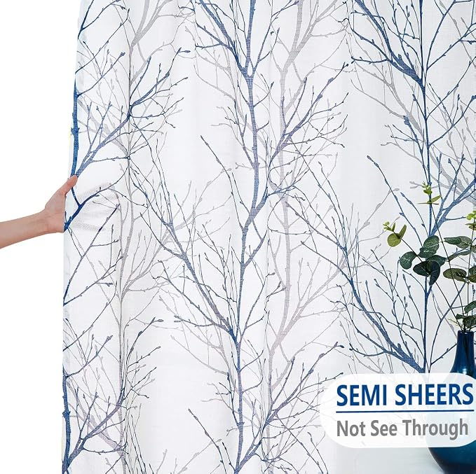 FMFUNCTEX Blue White Curtains 50" X 45" - Image 5