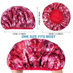 Upgraded Waterproof Terry Shower Caps, Reusable Shower Cap for Women with Long Hair, Soft Absorbent Hair-Protecting Towel Lining Bath Cap, Large Leak-Proof Hair Cap with Fashionable Print Outer-Red
