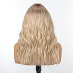 Curly Bob Wig with Bangs Short Wavy Ombre Blonde Wigs for Women Bob Style Synthetic Heat Resistant Bob Wigs 14IN