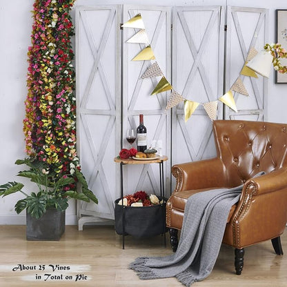 Artificial Flower Garland 6pcs 8.2ft Floral Rose Vine Decor, Hanging Faux Roses - Image 8