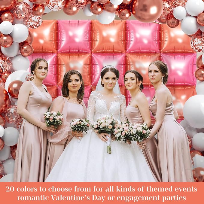 Pink and Champagne Square Foil Balloons 25 Pcs Metallic Pink and Champagne - Image 4