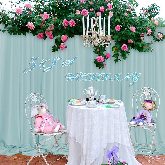 Light Green Backdrop for Parties Wedding Cyan Backdrop Curtains Rod Pocket - Image 8