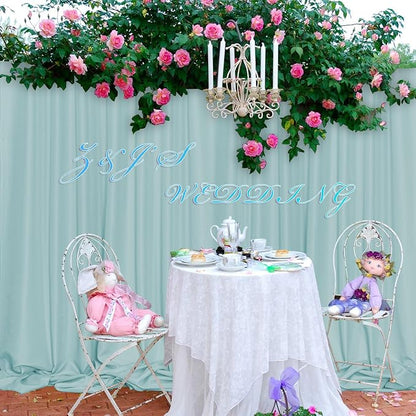 Light Green Backdrop for Parties Wedding Cyan Backdrop Curtains Rod Pocket - Image 8