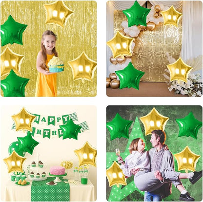 Green and Gold Star Foil Balloon, 18 Inch Metallic Stars Balloons Helium - Image 7