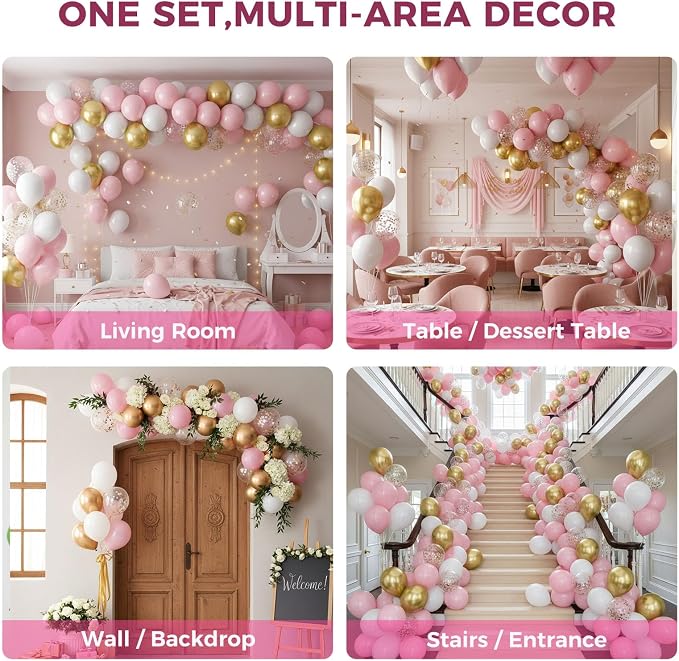 LovesTown Pink Gold and White Balloons - Image 4