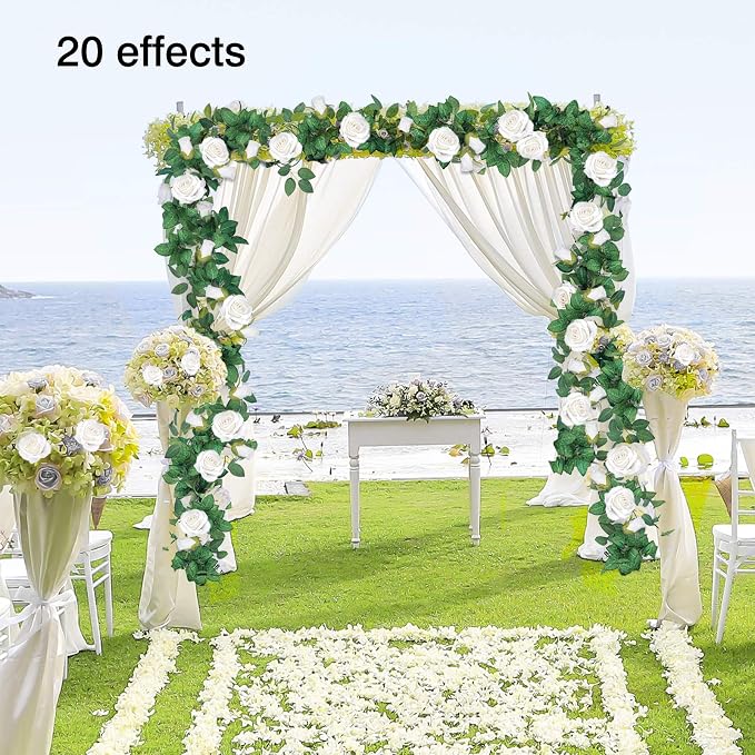 TELDRASSIL 4Pcs Artificial Rose Vine Fake Flower Garland Fake Silk Rose Hanging - Image 7