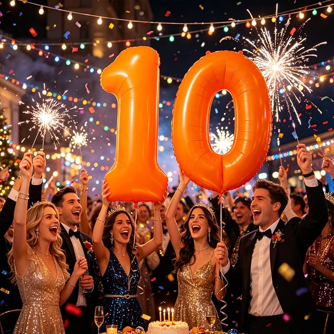 Fluorescent Orange Number Balloon 40 inch Giant Foil Helium Balloons Orange - Image 5