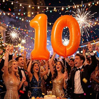 Fluorescent Orange Number Balloon 40 inch Giant Foil Helium Balloons Orange - Image 5