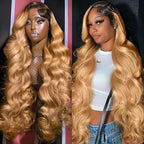 Honey Blonde Lace Front Wigs Human Hair 13x6 Ombre HD Transparent Lace Frontal Wig 12A Body Wave 1B/27 Highlight Lace Front Wigs Human Hair Wigs for Women Pre Plucked with Baby Hair 22inch