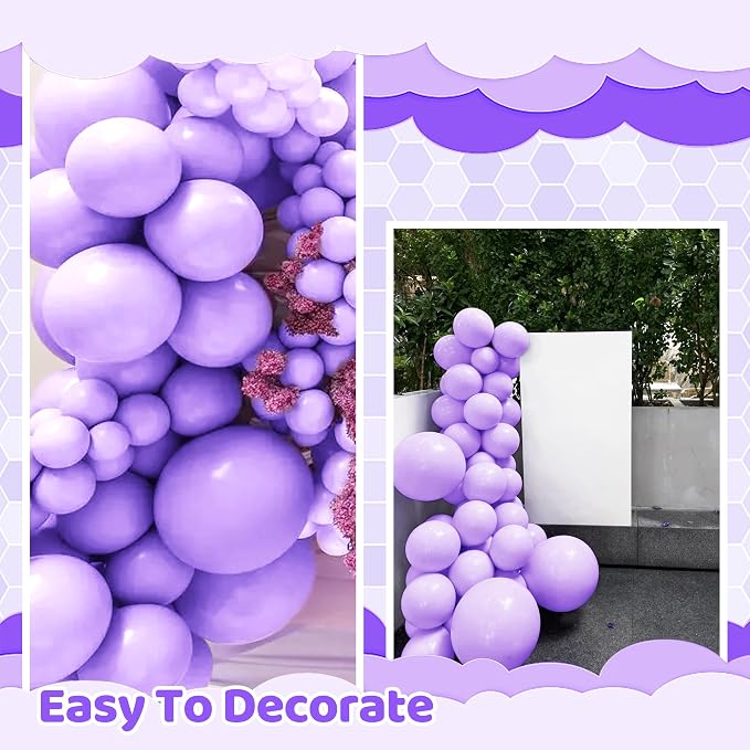 200 Pieces Pastel Purple Balloon Arch Kit Light Purple Balloons Lilac Balloon - Image 3