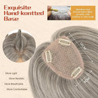 Rich Choices Human Hair Toppers for Women-100% Real Remy Hair Topper No Bang-Upgraded 150% Density 9 * 12CM Lace Base-Clip in Hairs Topper for Thinning Hairs-10Inch #G3 Salt and Pepper Grey