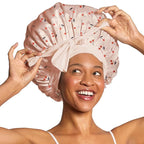Kitsch XL Satin Bonnet for Sleeping - Softer Than Silk Bonnet For Sleeping Women - Secure Fit, Adjustable, Night Cap For Curly & Textured Hair - Prevents Breakage, Tangles & Thinning - Cherry Print