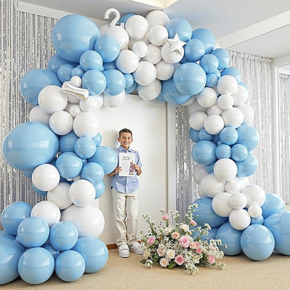 412Pcs Blue and White Balloon Arch Kit, 18 12 10 5 Inch Different Size Light - Image 6