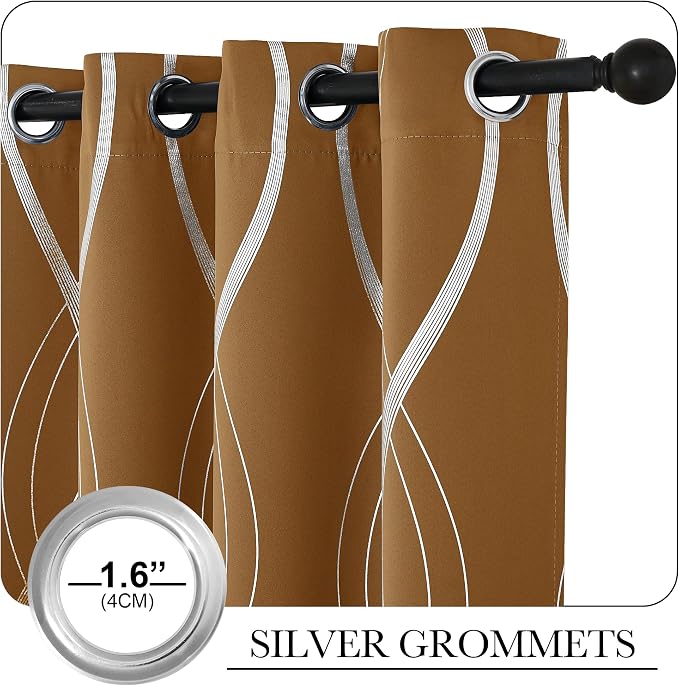 NICETOWN Gold Brown Blackout Curtains 63 inch Long - Image 3