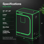 VIVOSUN S3018 30"x18"x36" Grow Tent, High Reflective Mylar with Observation Window and Floor Tray for Hydroponics Indoor Plant for VS1000