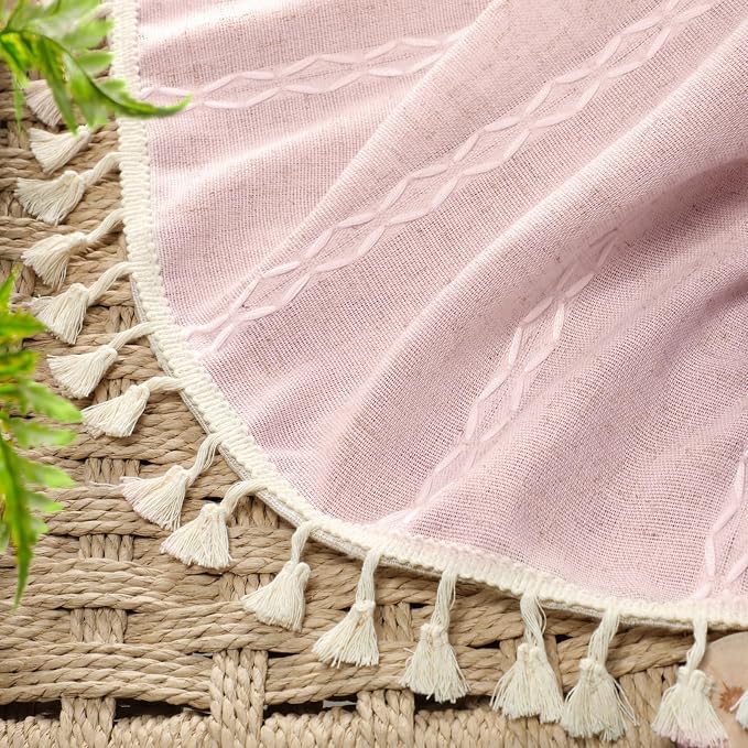 Pink 100% Boho Blackout Curtains 84 Inch 2 Panels - Image 4