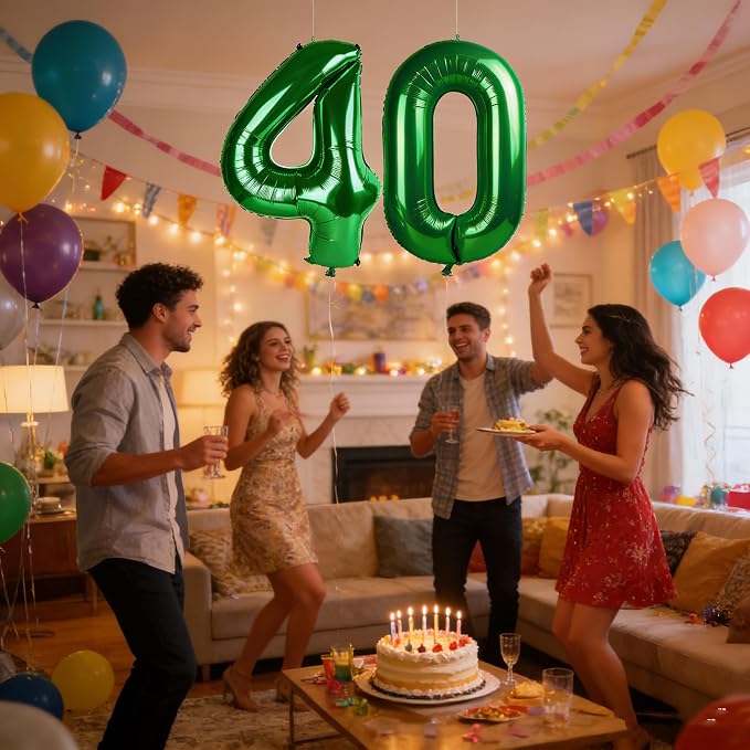 Number 40 Balloons 40 Inch for 40th Birthday Party Decoration, Dark Green | - Image 3
