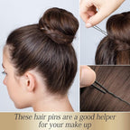 100PCS 2.4Inch U Shaped Hair Pins,Black Bobby Pins for All Hair Types,Hair Pins for Women,Pain-Free U Pins for Buns With Box（Black）