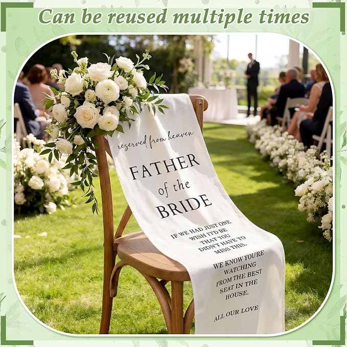 HunnmingRe Bride Father Wedding Memorial Reserved Chair Sign Banner in Loving - Image 3