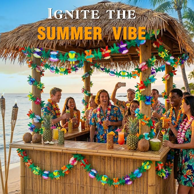 FUTUREPLUSX 4 Pack Tropical Hawaiian Garland Luau Party Decorations, 40ft | - Image 2